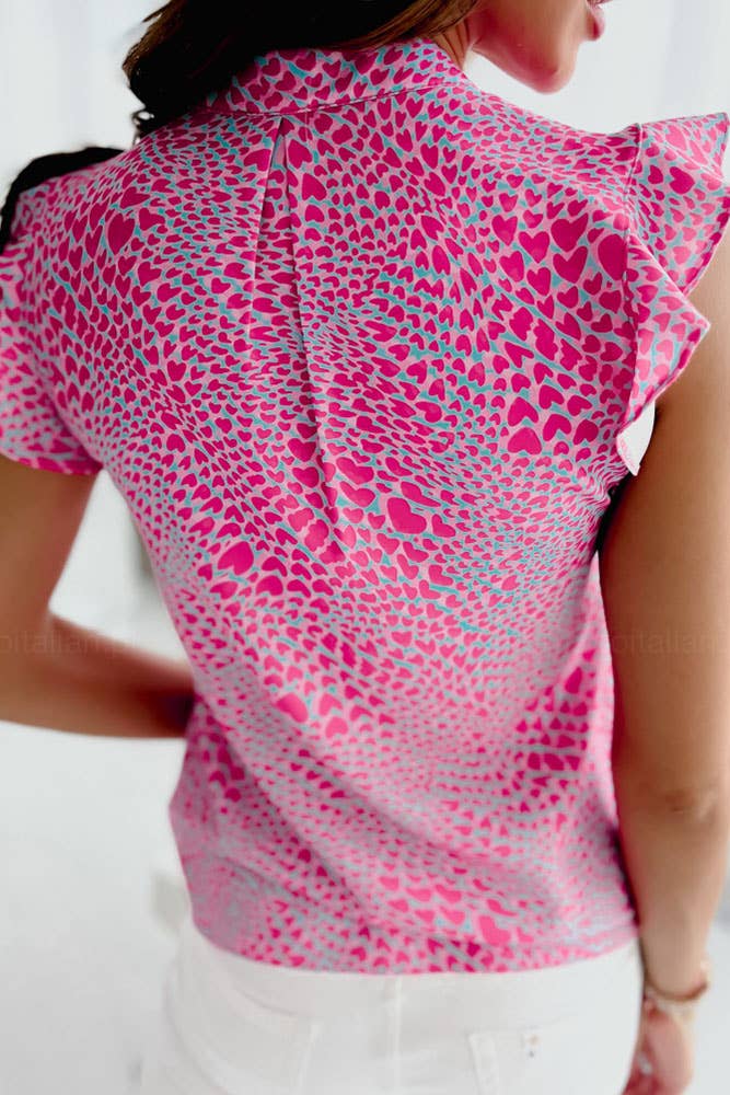 UNISHE - Vente Chemisier – femme - Blouse imprimée sans manches à col fendu ZZKF5481