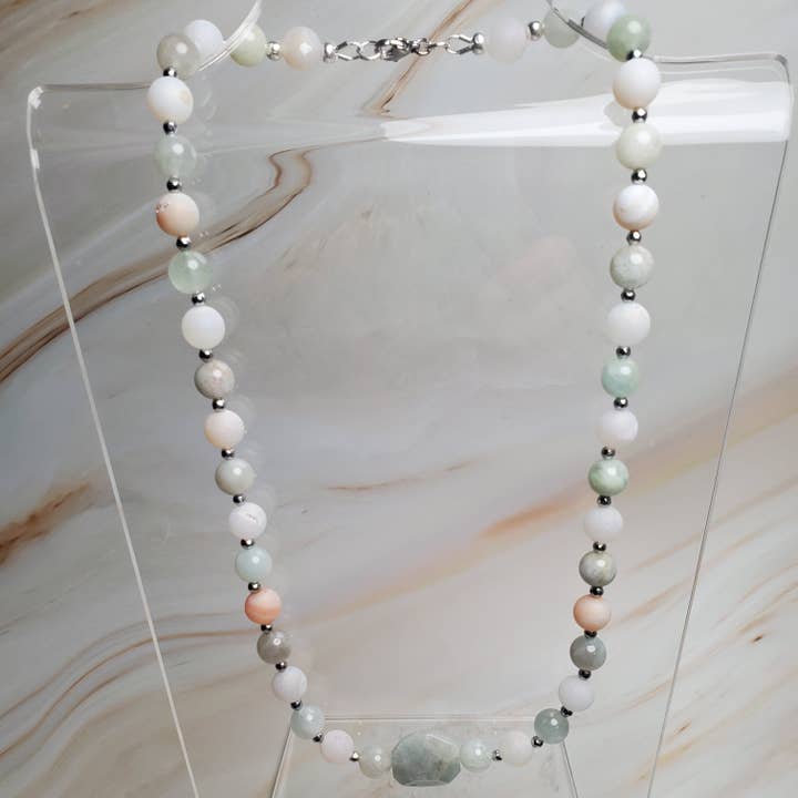 Gemstone Necklace: Aquamarine and Agate for wholesale by Thorneapple Designs