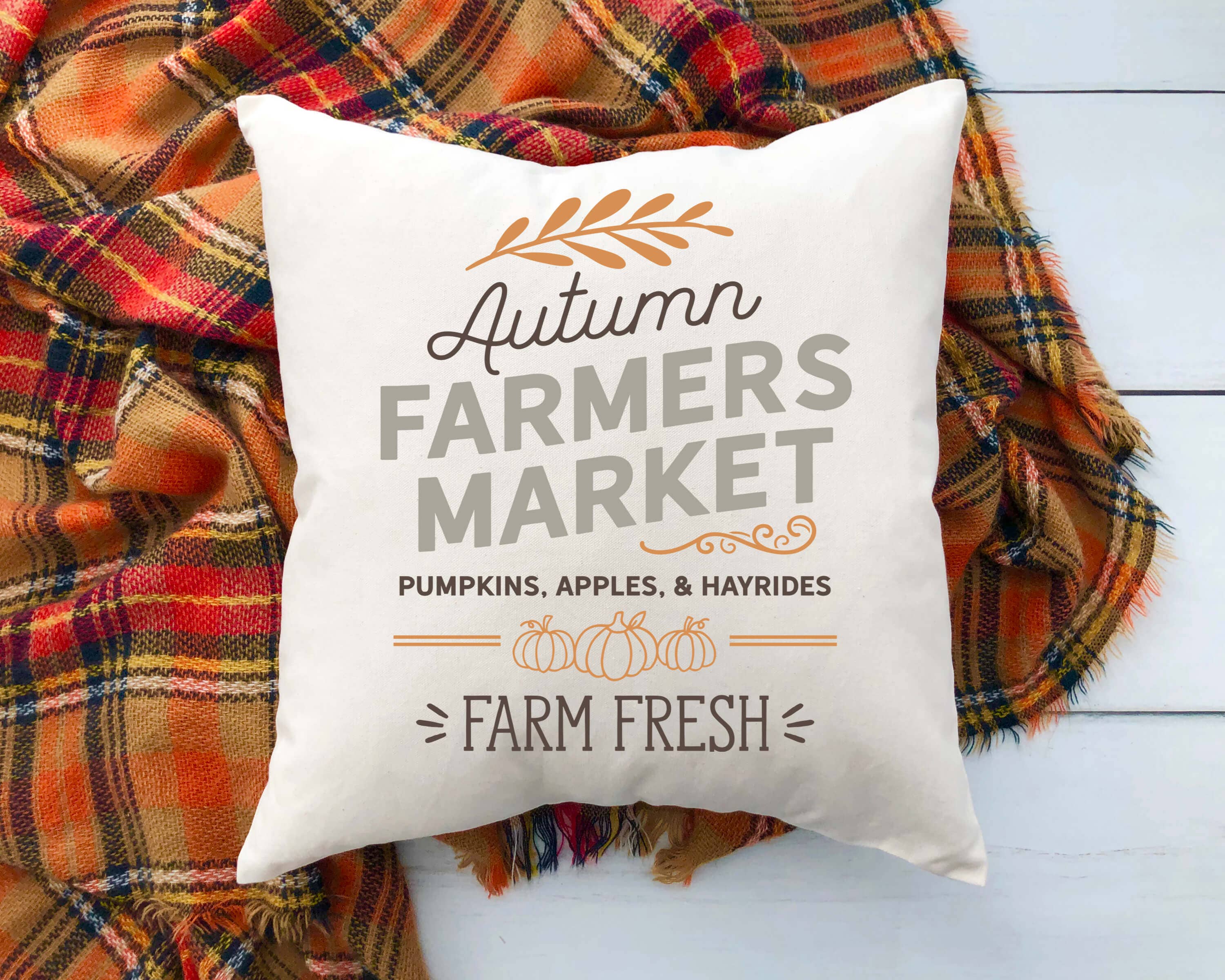 Cotton & Crate - Wholesale Throw Pillow Cover - Autumn Farmers Market Pillow Cover 18x18 inch0