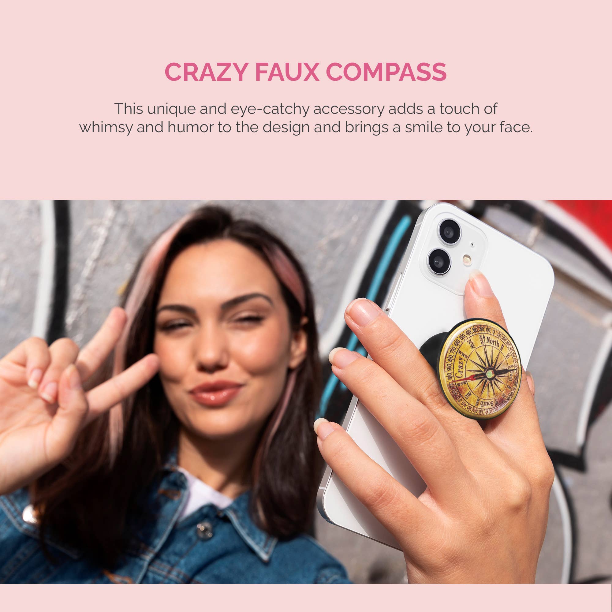 NoMonet - Wholesale Phone/Tablet Stand - On My Way to Crazy - Faux Compass Adjustable Phone Stand5