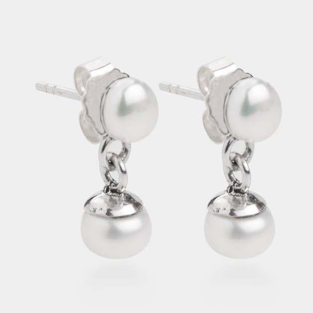 Pearl Drop Earrings Sterling Silver for wholesale by Nakula Jewelry