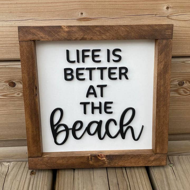Panneau en bois Life Is Better At The Beach pour la vente par Barnworx Furnishings & Decor Inc
