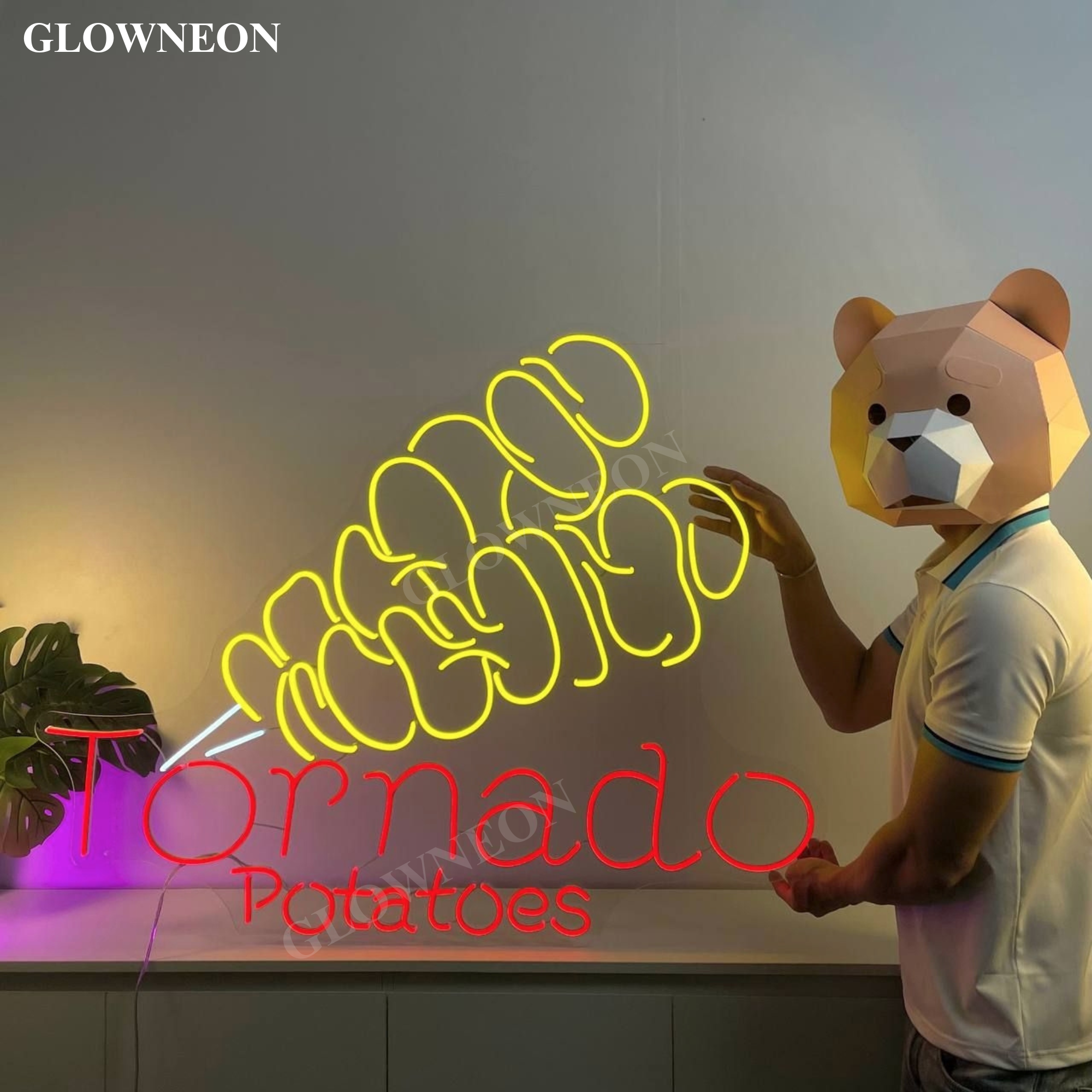 Glow Neon - Wholesale Neon Sign - Tornado Potatoes Neon Sign, Twisted Potatoes Shop Wall Decor1