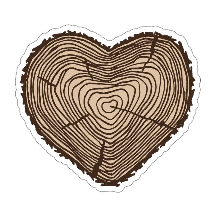 Tree Rings Heart Sticker for wholesale by The Northwest Store