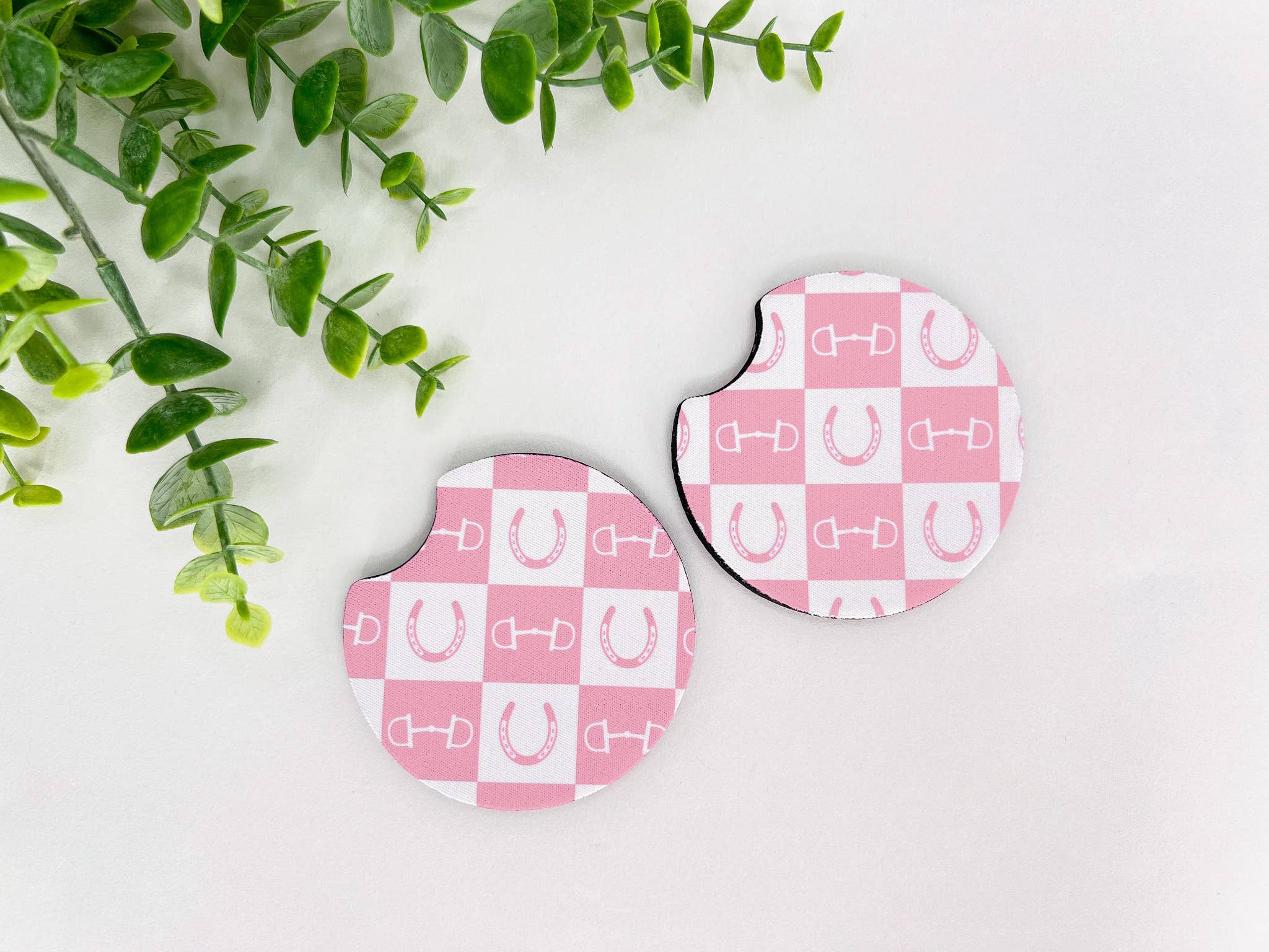 My Fancy Pony - Vente Sous-verre pour voiture – femme - Dessous de verre en néoprène équestres à damier – Lot de 25