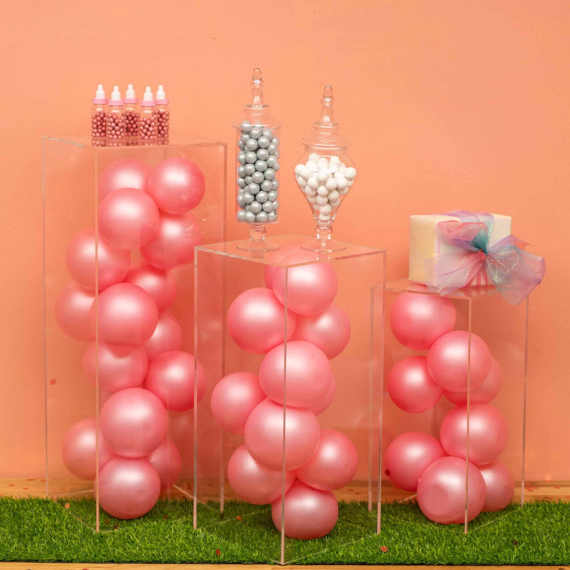 Portofino International Trading, USA - Wholesale Decorative Tabletop Object - Square Acrylic Pedestal Stands 3pc Set1