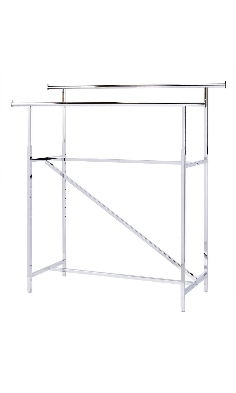 Store Supply Warehouse - Wholesale Retailer Display - Accessories - Chrome Double-Rail Clothing Rack With Z-Brace 0