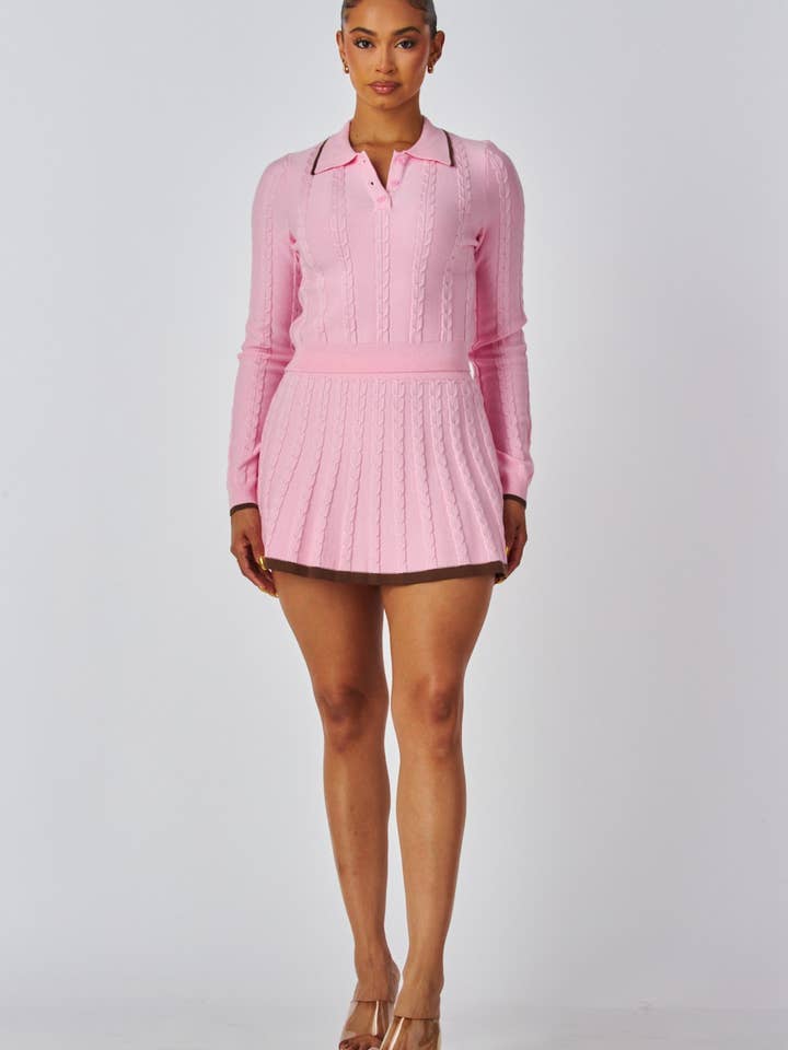 Hot & Delicious - Wholesale Hemd- en rokset - Dames - Diora Gebreide Top & Minirok Set (HC8722)5