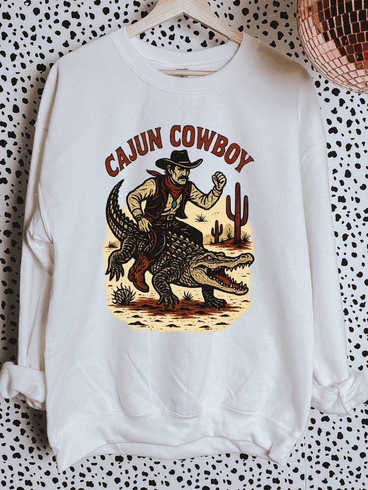 Cajun Cowboy Tee or Crewneck for wholesale by Gunpowder and Glam Boutique