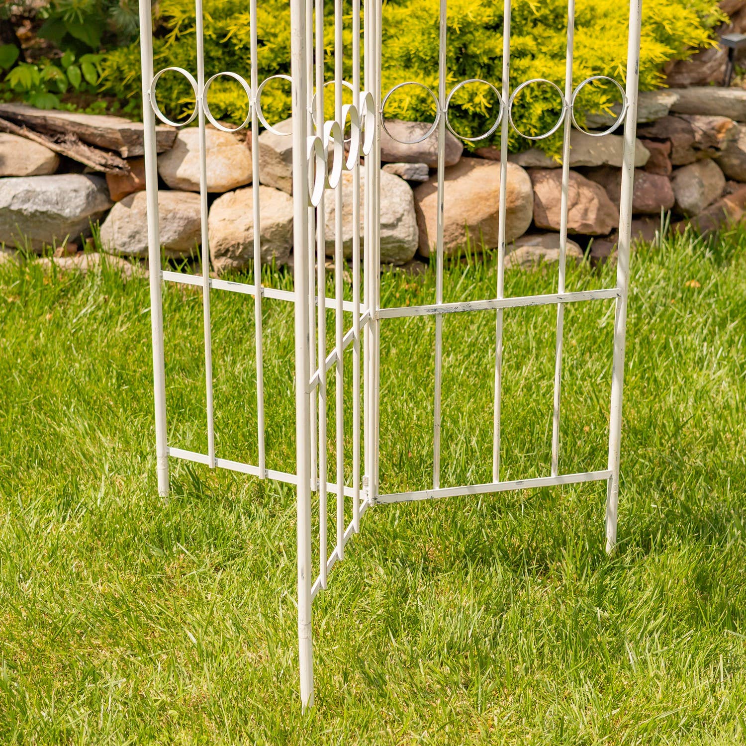 Zaer Ltd. International - Wholesale Trellis - Three Wall Iron Trellis with Fleur-de-lis "Paris 1968" -7.7'12