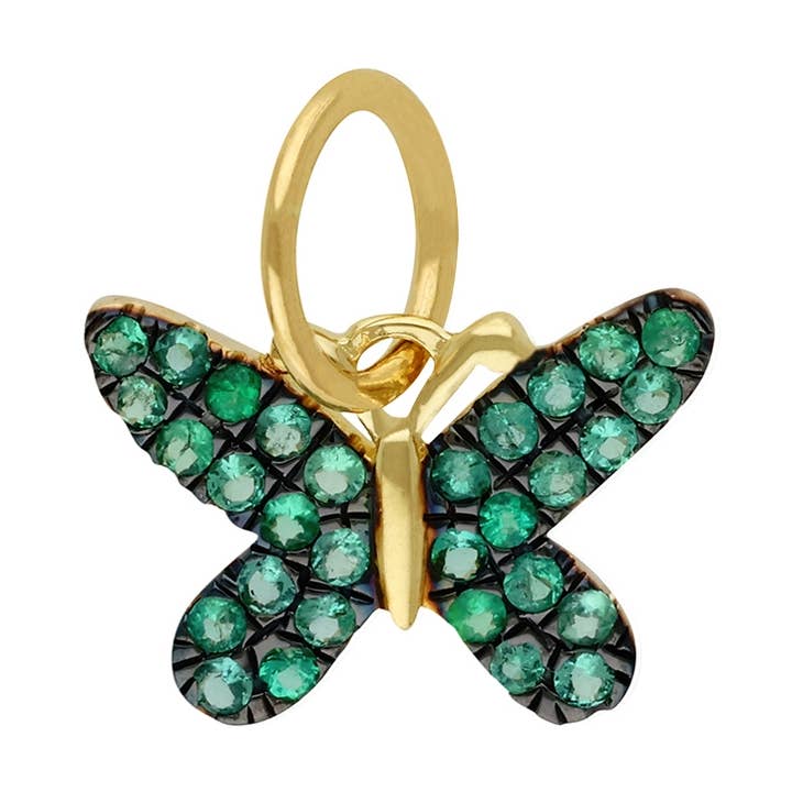 14K Guld Smaragd Sommerfuglevedhæng 8x11mm for engroshandel hos Jewels of Mewar