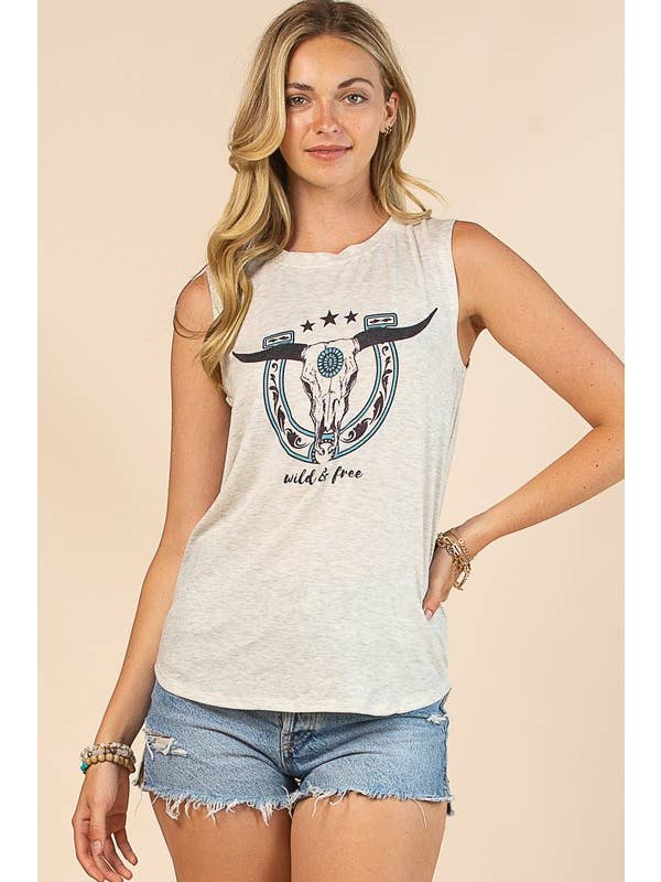 Gruau HAUT SANS MANCHES IMPRIMÉ EN FORME DE FER À CHEVAL AV079-MELINA en vente sur Faire1