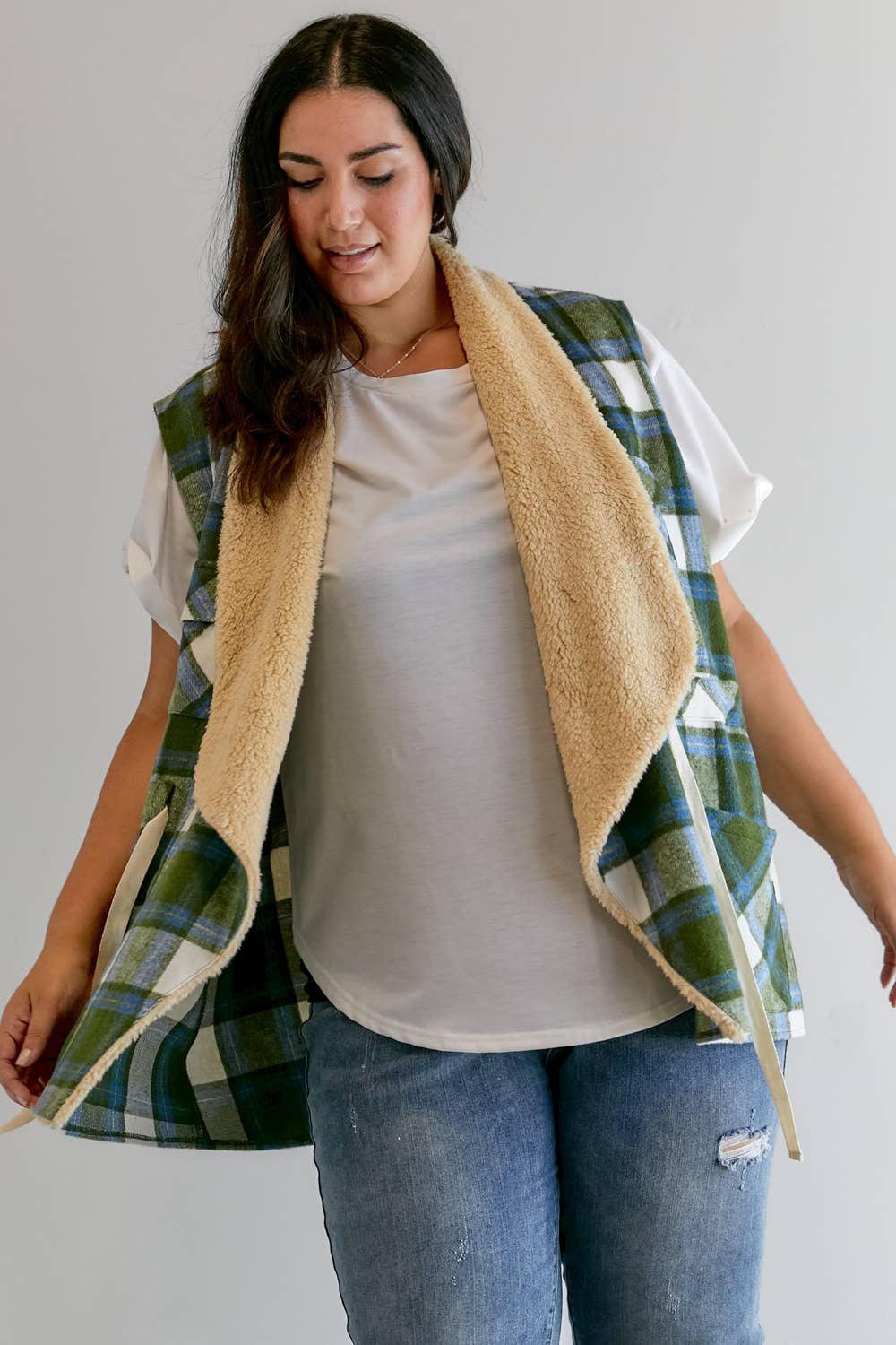 Davi & Dani - Vente Veste – femme - VESTE À MANCHES LONGUES À CARREAUX PLUS8