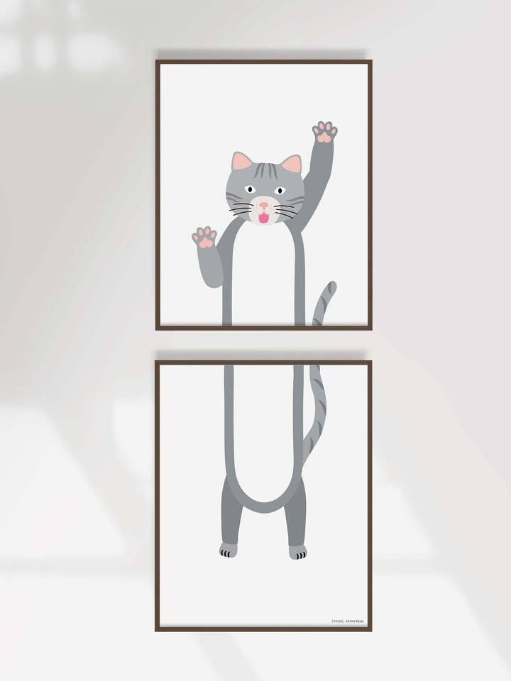 Kunstdruk "Gestreepte kat" (diptiek A4) voor wholesale door Thomas Gravereau