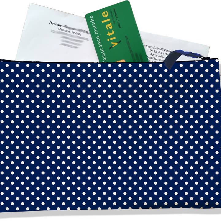 Tarjetero con cremallera Pequeños puntos azules y blancos (1) para venta al por mayor de BISTRAKOO
