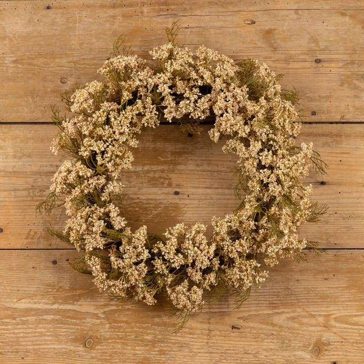 Ragon House - Wholesale Wreath - 18" CREAM QUEEN ANNE LACE WREATH