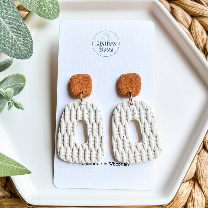 Mellow Dove Designs - Wholesale Dangle Earrings - Ivory Rattan Clay Earrings | Boho | Neutral0
