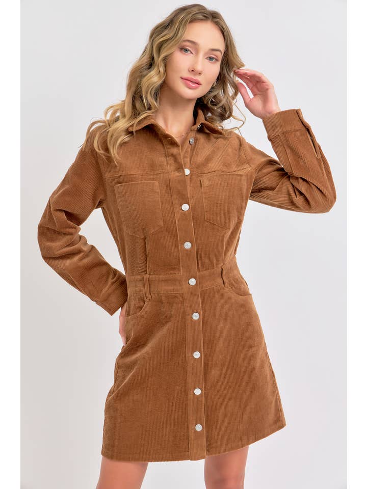Sweet Lovely by Jen - Wholesale Dress - Women's - CORDUROY CASUAL TIMELESS MINI DRESS 5