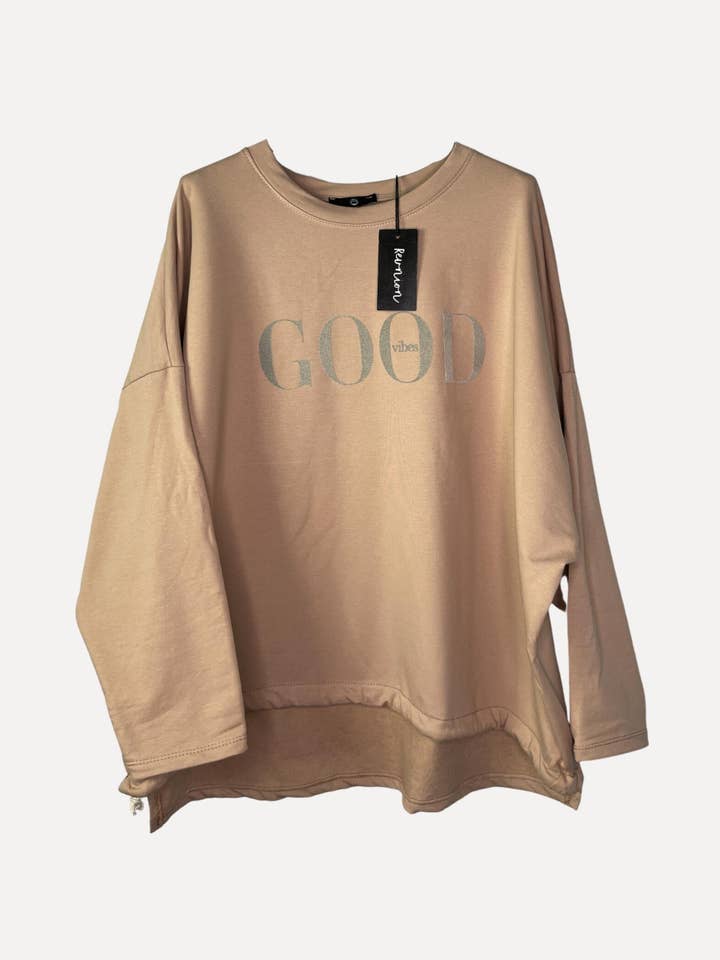 Felpa GOOD VIBES, beige per la vendita all'ingrosso da parte di Reunion