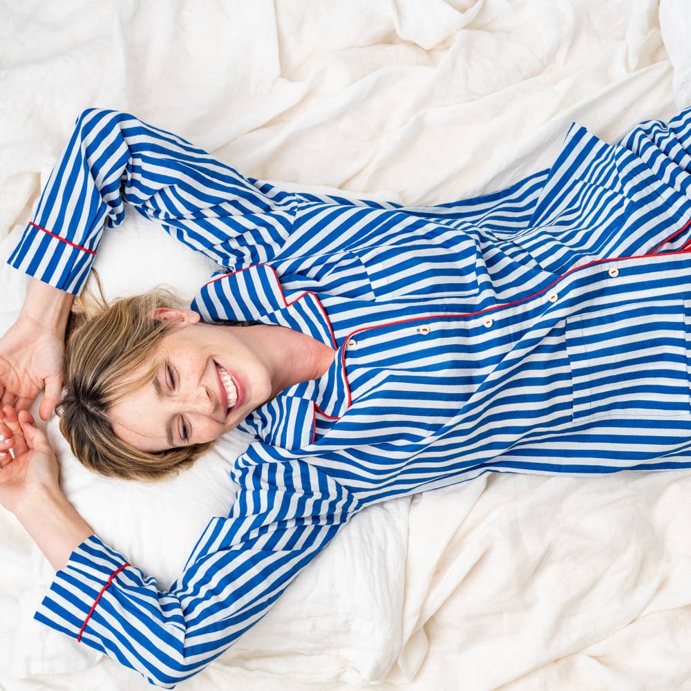 INK + ALLOY - Vente Haut et bas de pyjama – femme - Ensemble de Pyjama Bonnie Bleu & Blanc3