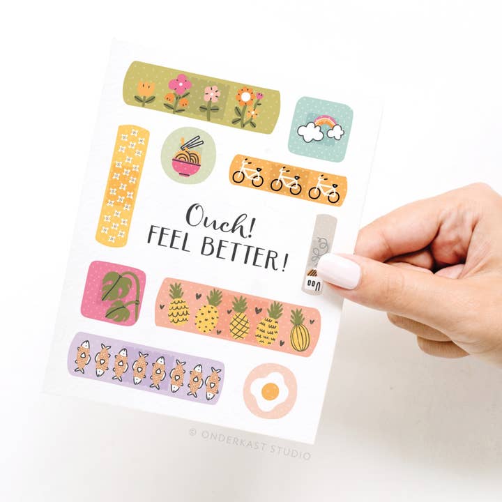 Onderkast Studio - Wholesale Get Well Card - Ouch! Feel Better Bandages Greeting Card