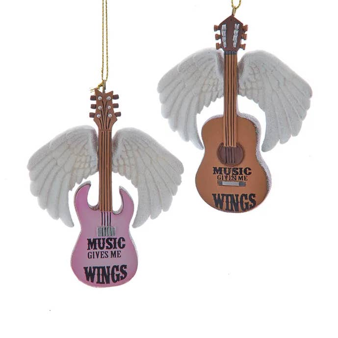 3.5" Guitar W Assortedngel Wings Ornament 2 Assorted for wholesale by Kurt S. Adler, Inc.