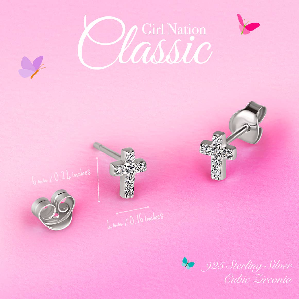 Girl Nation – Engroshandel Ørestikkere – Korsøreringe | 925 Sterlingsølv | Cubic Zirkonia2