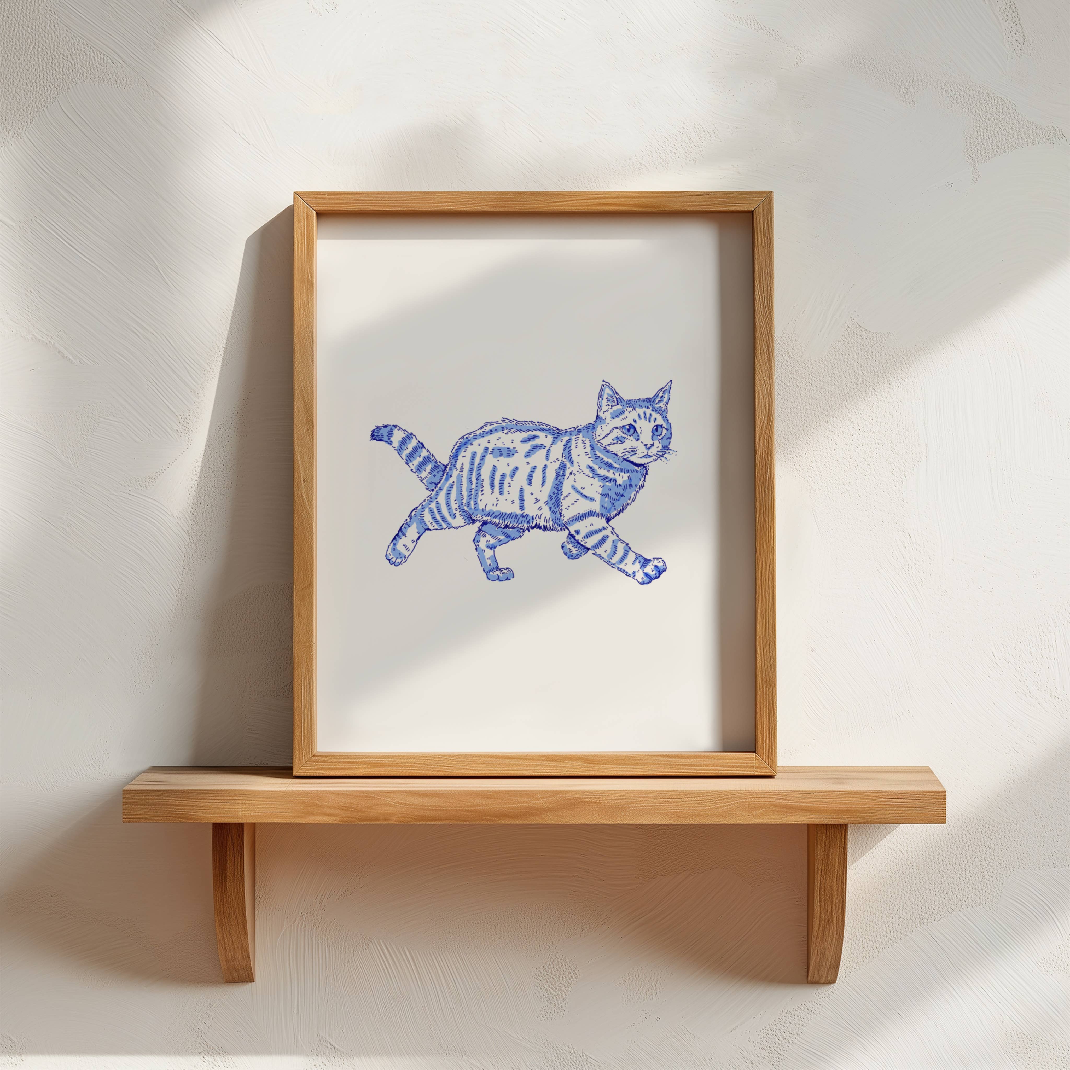 Frankie Blue - Wholesale Art Print - On the Prowl Indigo Ink Art Print - Frankie Blue0