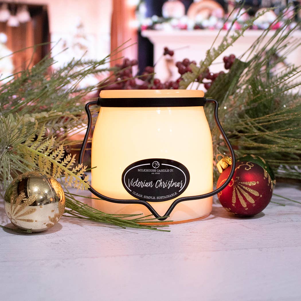 Milkhouse Candle Company - Wholesale Jar/Filled Candle - 16 oz Butter Jar Candle: Victorian Christmas1