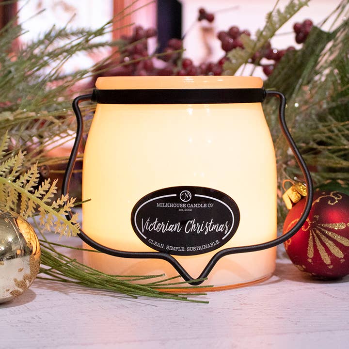 Milkhouse Candle Company - Wholesale Jar/Filled Candle - 16 oz Butter Jar Candle: Victorian Christmas1
