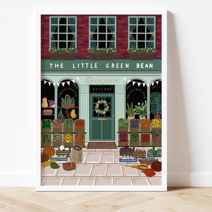 Bea Baranowska Illustration – wholesale Art print – Greengrocers Shop Front Print
