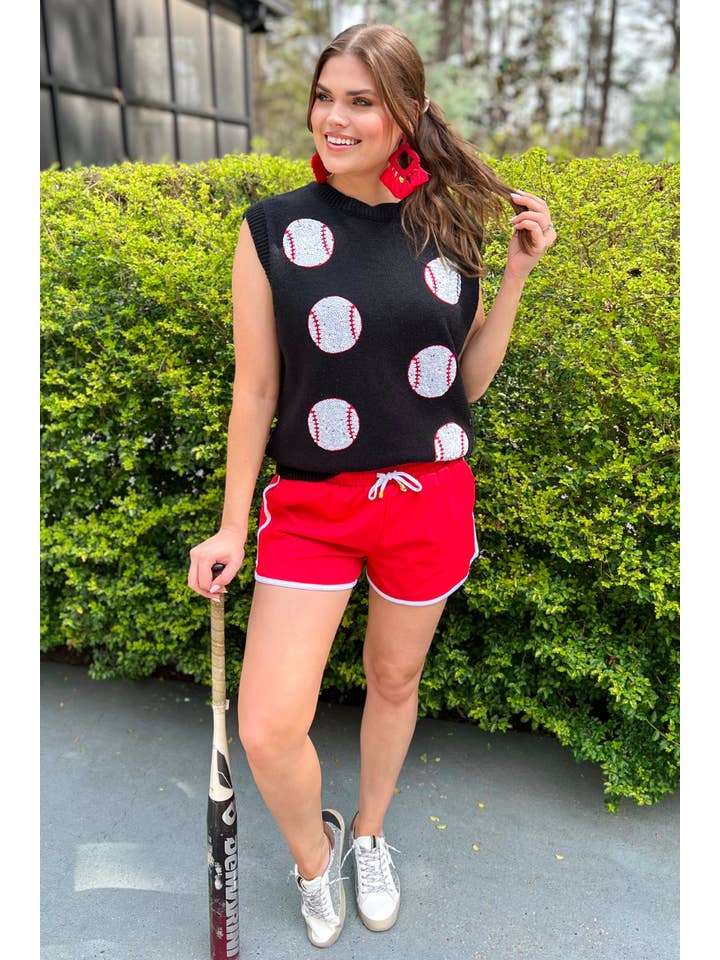 Black Had Me At Baseball Sweater Vest for wholesale on Faire1