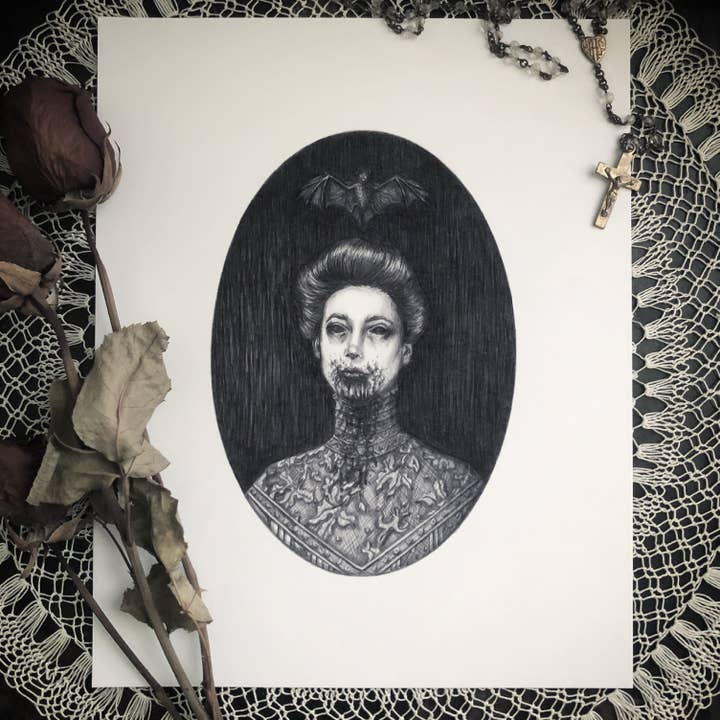 Carmilla Fine Art Print - Gothic Victorian Vampire for wholesale by Caitlin McCarthy Art