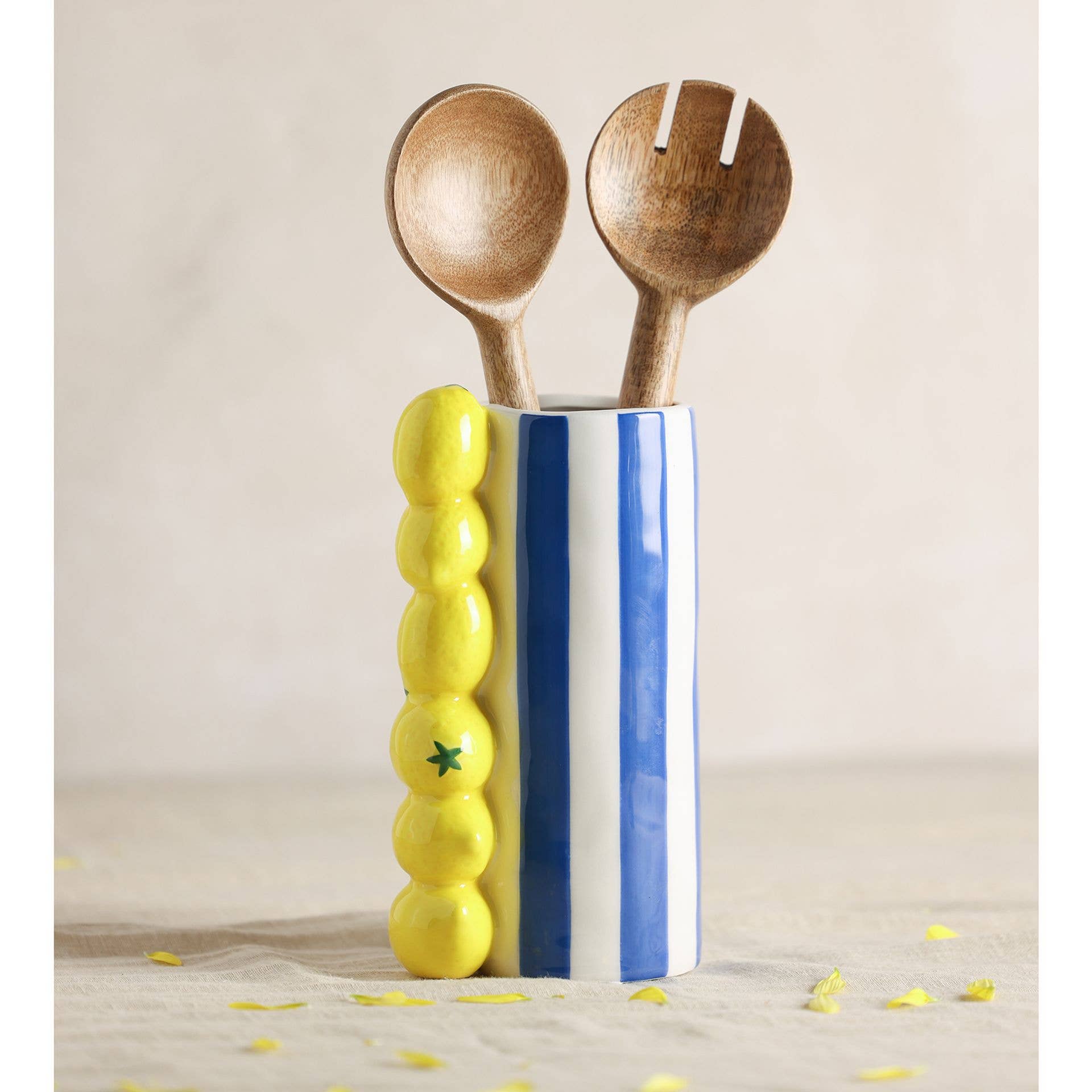 WIDDOP and Co. – Großhandel Vasen – Hestia Zitronen-Vase mit blauen Streifen1