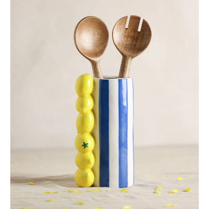 WIDDOP and Co. – Großhandel Vasen – Hestia Zitronen-Vase mit blauen Streifen1