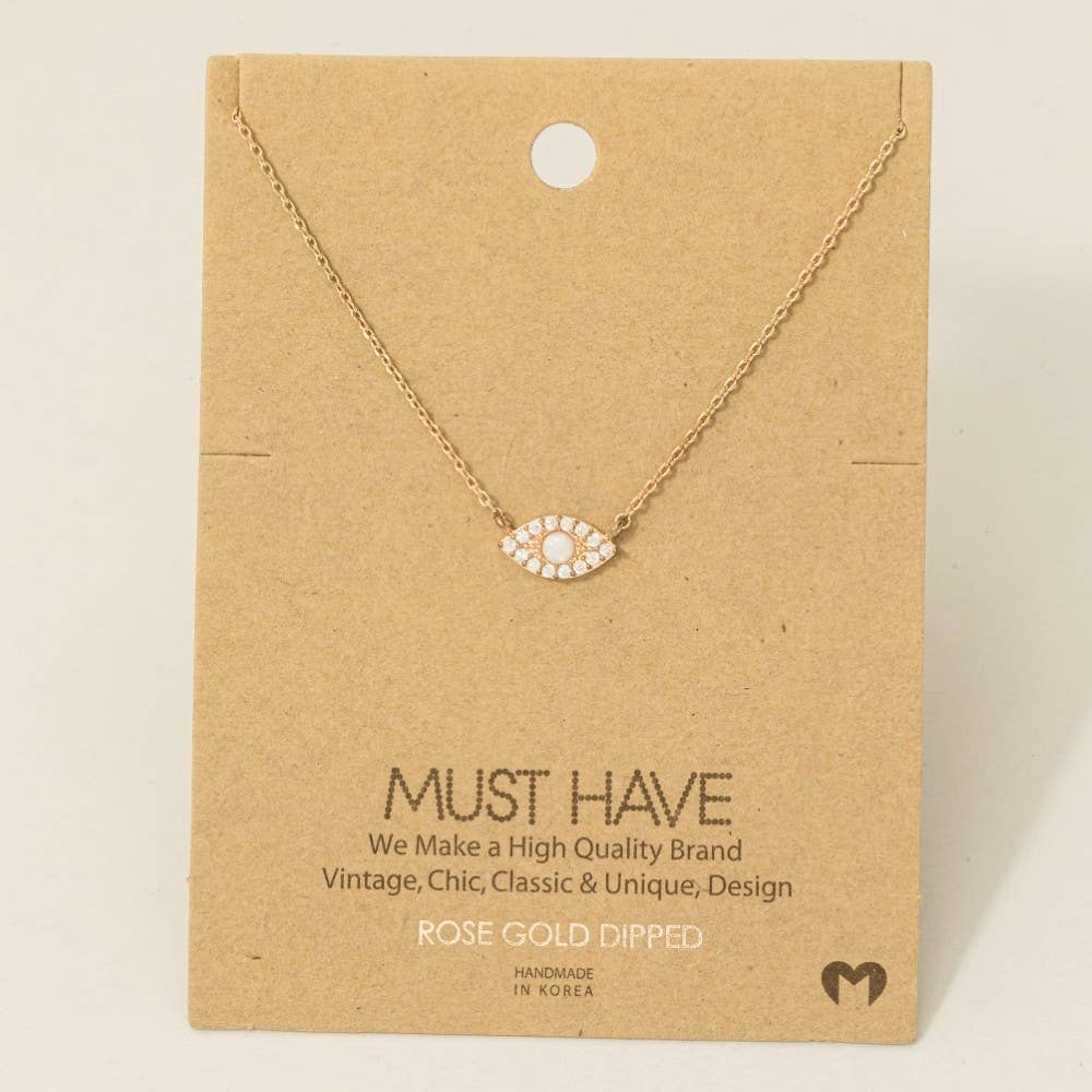 Fame Accessories - Venta al por mayor Collares con colgantes/abalorios - Collar con dije de ojo turco con baño de oro y engastado de ópalo4