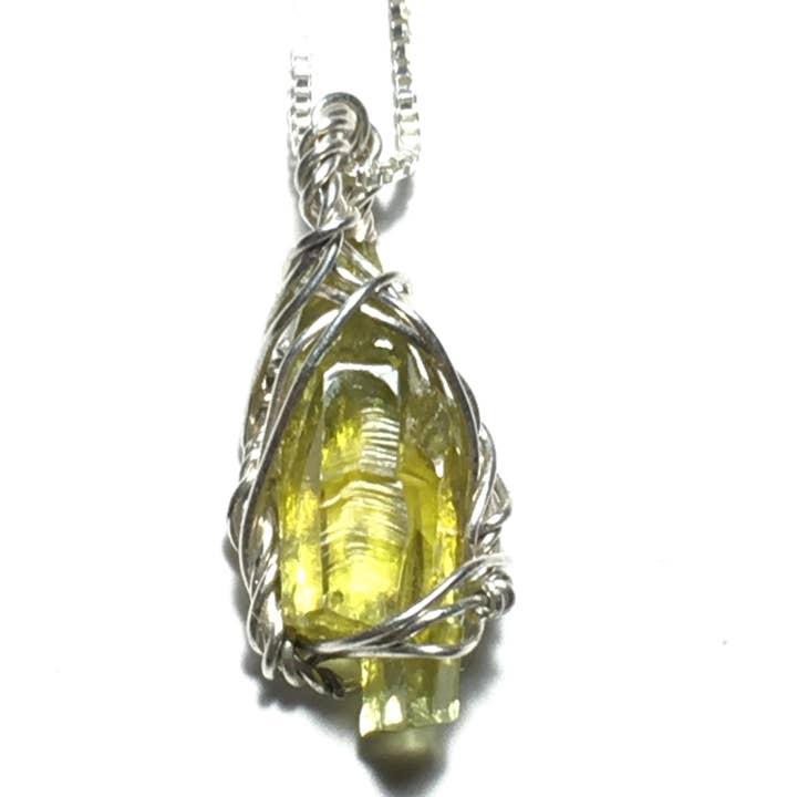 Gul Zinkit Vedhæng 925 Sterling Sølv Krystal #3 for engroshandel hos Wildheart Crystals