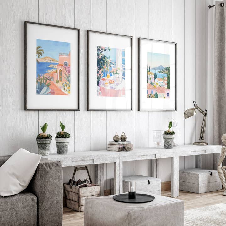 Large Canvas Pictures For Living Room | Set of 3 Beach Decor Wall art Prints for wholesale by About Wall Art