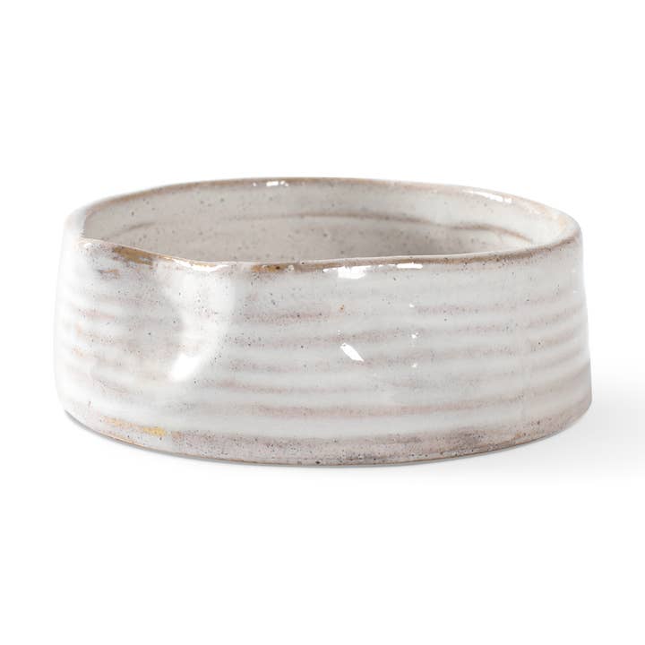 Ribbed White Sm Stonwre Ribbed Bowl for wholesale by Petshop by Fringe Studio