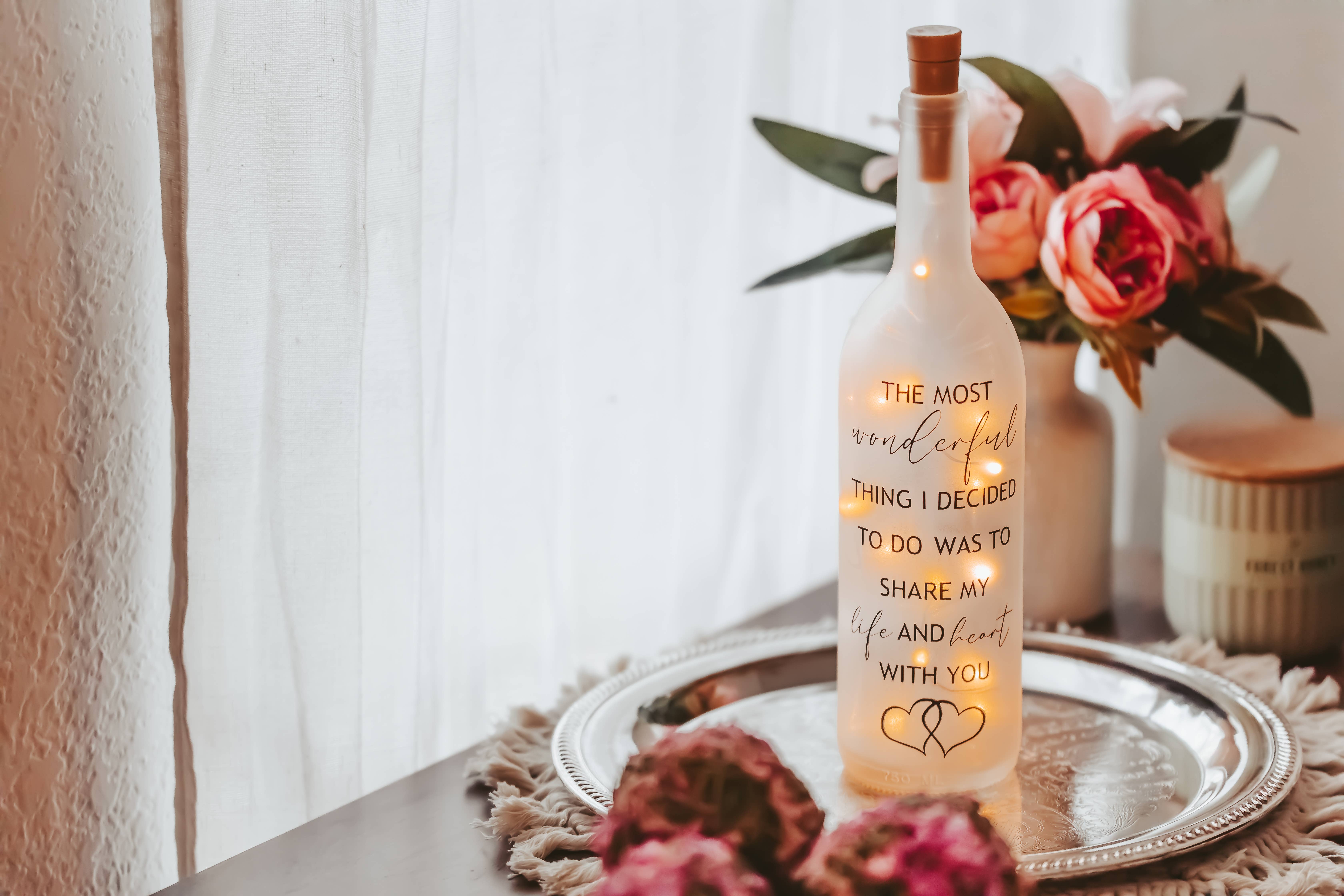 Firefly Home Designs - Wholesale Decorative Tabletop Object - Wine Bottle Lamp, Valentine's Day Gifts, Romantic Home Decor4