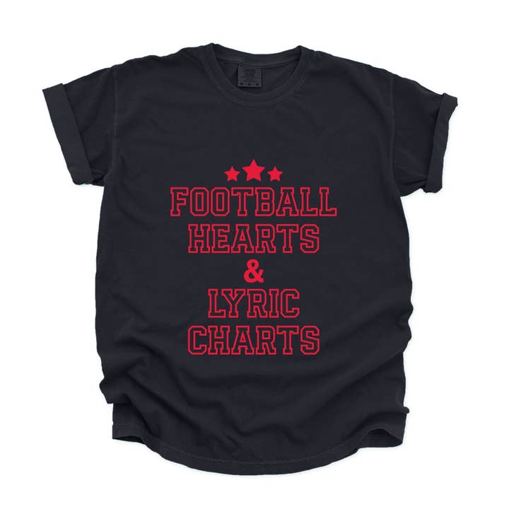 Football Hearts & Lyric Charts - Womens Garment Dyed Tee for wholesale by Olive And Ivory Wholesale