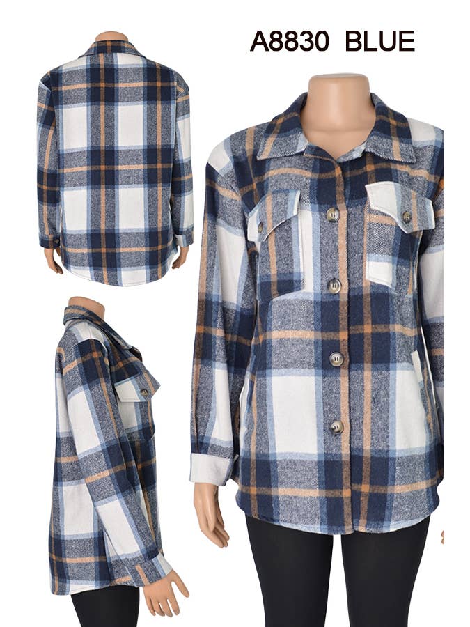 SSImport - Wholesale Shirt Jacket/Shacket - Women’s - A8830 COAT PLAID PATTERN JACKET SPRING FALL 12PCS1