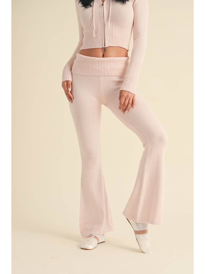 KIMBERLY C - Wholesale Pants - Women's - Foldover Flare Knit Sweater Pants