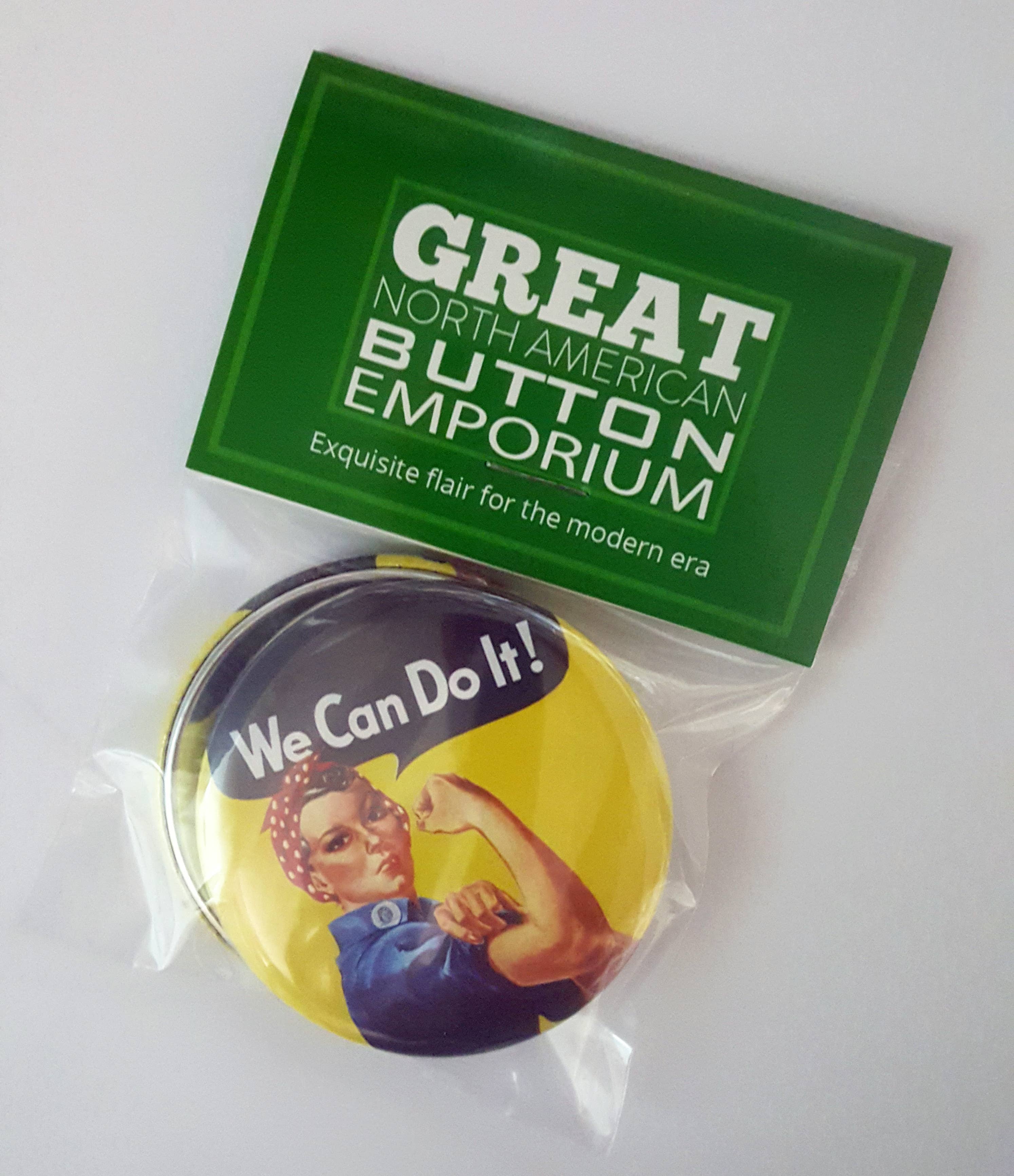 Great North American Button Emporium - Wholesale Lapel Pin/Button - We Can Do It - Rosie the Riveter Button2