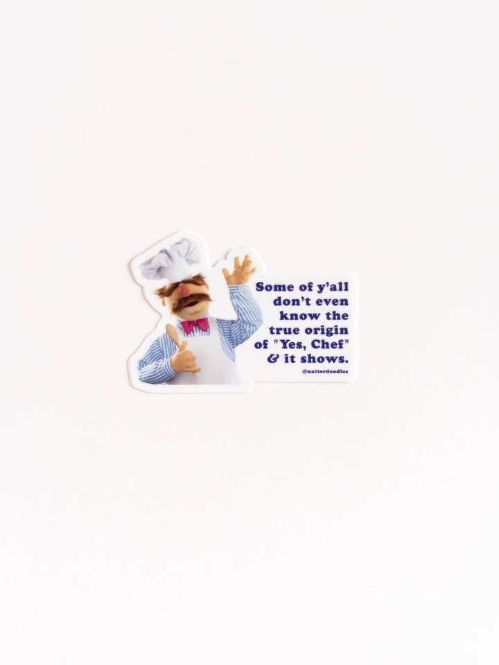 Yes, Chef Muppet Sticker — Swedish Chef, Bear Parody Vinyl for wholesale by NatterDoodle
