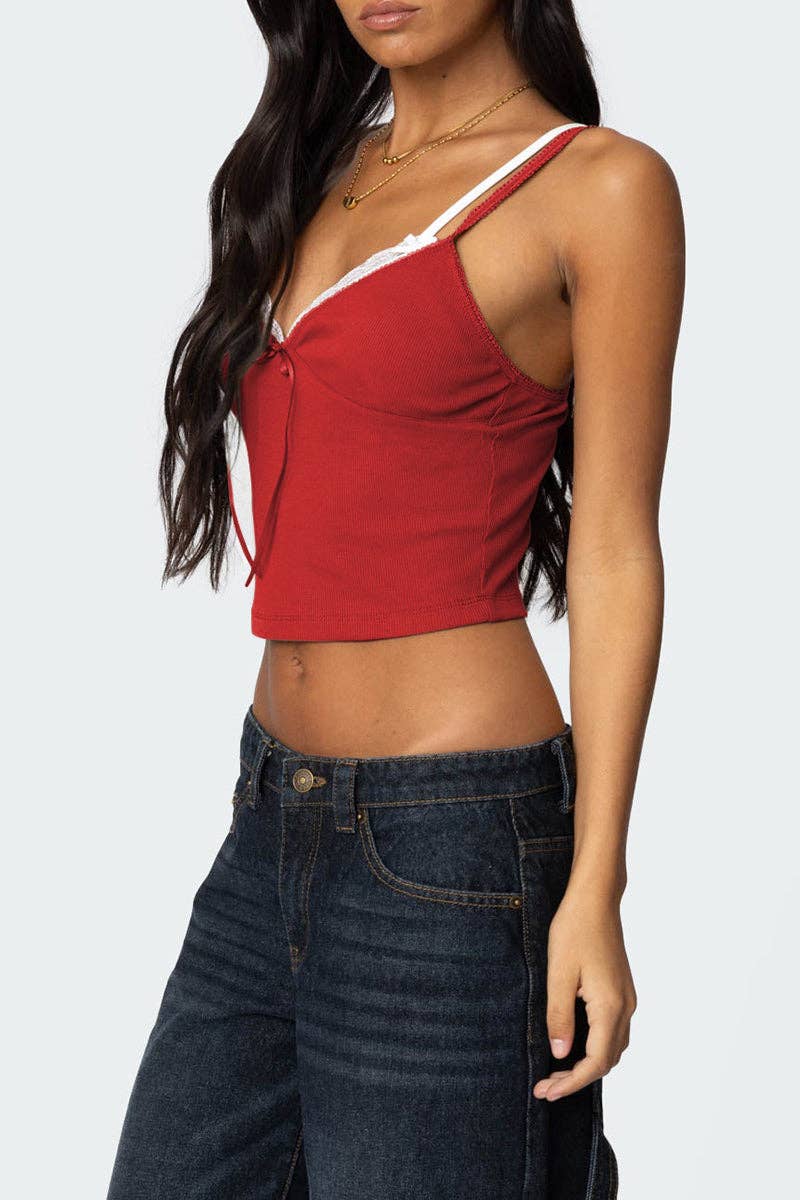 Mccolin - Wholesale Camisole - Women's - Lace-Trim Bow Accent Camisole1