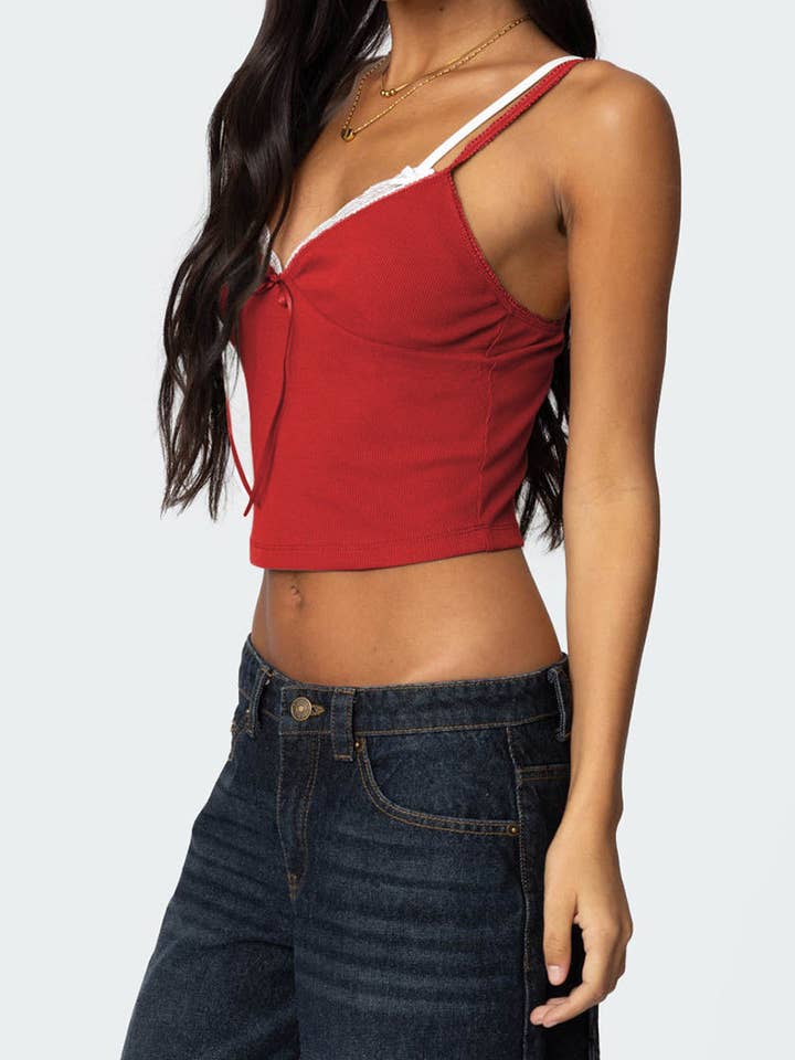Mccolin - Wholesale Camisole - Women's - Lace-Trim Bow Accent Camisole1