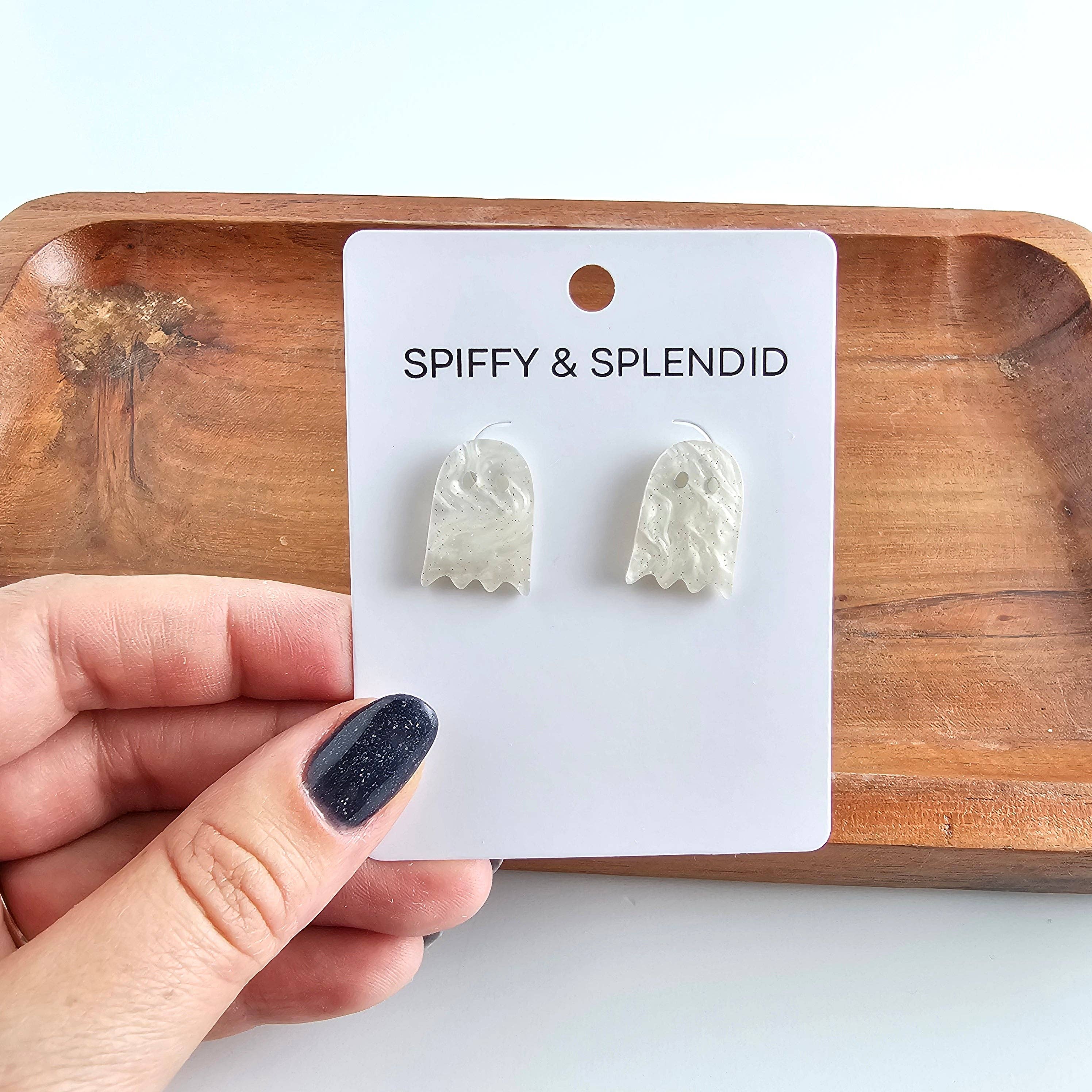 Spiffy & Splendid - Wholesale Stud/Post Earrings - Ghost Studs - White Shimmer // Jewelry, Earrings, Halloween17