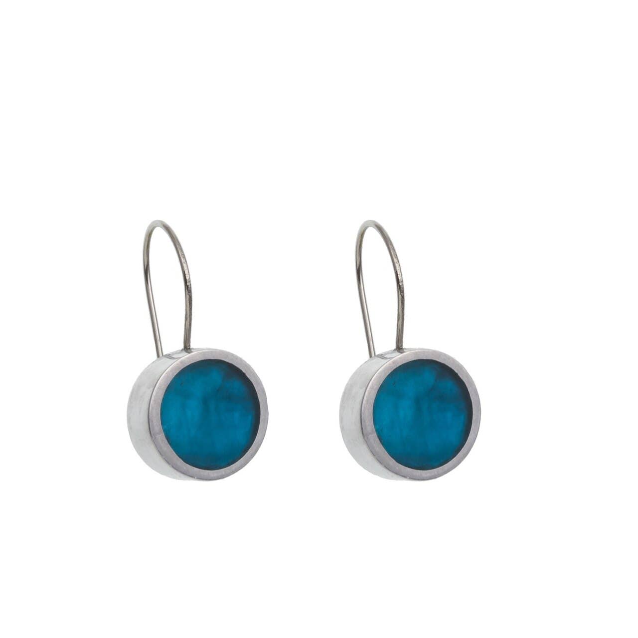 Origin Jewelry - Vente Boucles d'oreilles pendantes - Boucles d'oreilles pendantes en résine et coquillage - Rondes, monture argentée, 0,75"11