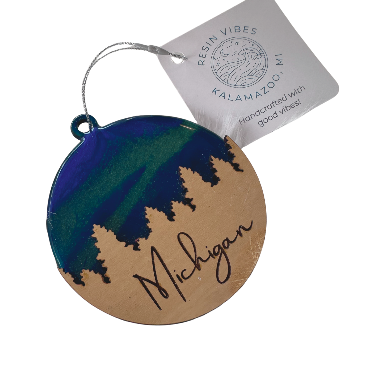 Resin Vibes by MB - Wholesale Ornament - Northern Lights Michigan Ornament 1